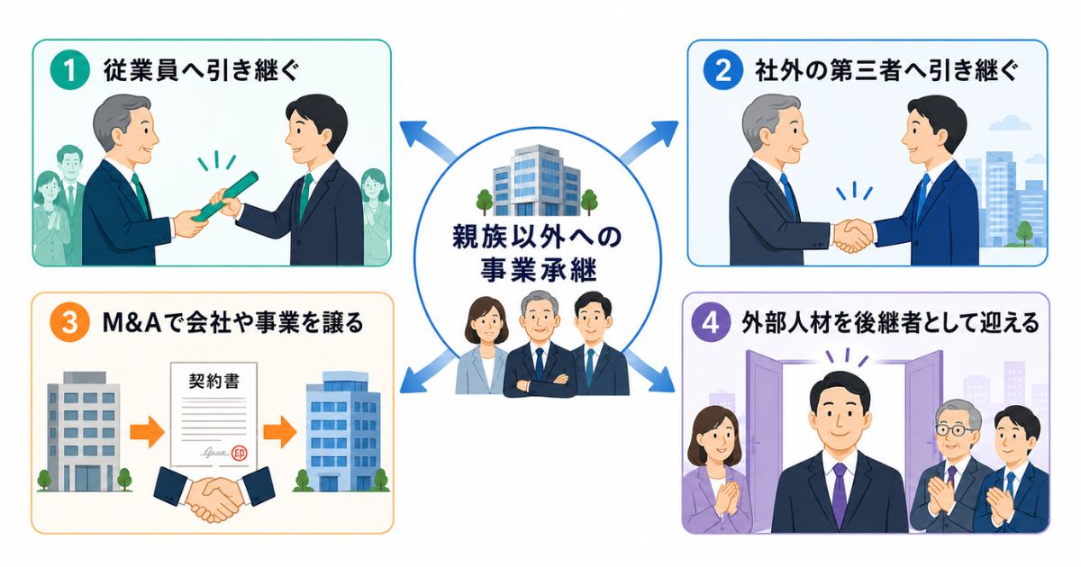 親族以外へ事業承継する主な方法のイメージ画像
